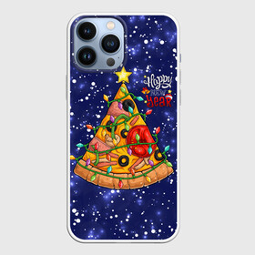 Чехол для iPhone 13 Pro Max с принтом Новогодняя Елка Пицца в Новосибирске,  |  | christmas | pizza | гирлянда | елка | ель | звезда | новый год | пицца | рождество