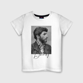 Детская футболка хлопок с принтом Молодой Сталин   пижон в Новосибирске, 100% хлопок | круглый вырез горловины, полуприлегающий силуэт, длина до линии бедер | chief | dandy | dictator | dude | hype | stalin | вождь | диктатор | пижон | сталин | хайп | щёголь