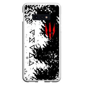 Чехол для Samsung S10E с принтом THE WITCHER НОВОГОДНИЙ в Новосибирске, Силикон | Область печати: задняя сторона чехла, без боковых панелей | geralt | the witcher | the witcher wild hunt | witcher | ведьмак | ведьмак 3 | геральт | новогодний | с новым годом | сериал | снежинки