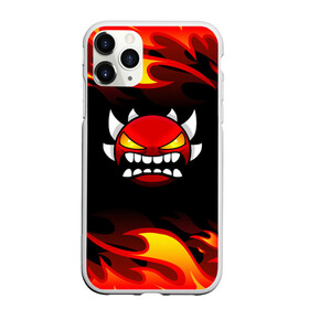 Чехол для iPhone 11 Pro матовый с принтом Geometry Dash Fire в Новосибирске, Силикон |  | Тематика изображения на принте: 2d | arcade | demon | game | geometry dash | levels | meltdown | robtop | smile | аркада | геометрический тире | демон | раннер | смайлы | уровни | эмоции