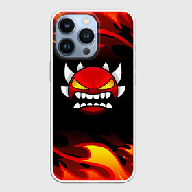 Чехол для iPhone 13 Pro с принтом Geometry Dash Fire. в Новосибирске,  |  | 2d | arcade | demon | game | geometry dash | levels | meltdown | robtop | smile | аркада | геометрический тире | демон | раннер | смайлы | уровни | эмоции