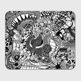 Прямоугольный коврик для мышки с принтом Черно белый треш в Новосибирске, натуральный каучук | размер 230 х 185 мм; запечатка лицевой стороны | Тематика изображения на принте: абстракция | пестрый | узор | черно белое | яркий