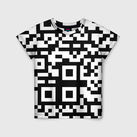 Детская футболка 3D с принтом qr code куаркод в Новосибирске, 100% гипоаллергенный полиэфир | прямой крой, круглый вырез горловины, длина до линии бедер, чуть спущенное плечо, ткань немного тянется | covid | qr code | антикороновирус | ковид | куаркод | привика