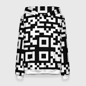 Женская толстовка 3D с принтом qr code куаркод в Новосибирске, 100% полиэстер  | двухслойный капюшон со шнурком для регулировки, мягкие манжеты на рукавах и по низу толстовки, спереди карман-кенгуру с мягким внутренним слоем. | Тематика изображения на принте: covid | qr code | антикороновирус | ковид | куаркод | привика