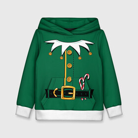 Детская толстовка 3D с принтом Christmas Elf Outfit в Новосибирске, 100% полиэстер | двухслойный капюшон со шнурком для регулировки, мягкие манжеты на рукавах и по низу толстовки, спереди карман-кенгуру с мягким внутренним слоем | christmas | claus | clothes | deer | elf | frost | helpers | new | north | outfit | pole | santa | year | год | дед | клаус | мороз | новый | одежда | олени | полюс | помощники | рождественский | рождество | санта | санты | северный | эльф