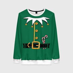 Женский свитшот 3D с принтом Christmas Elf Outfit в Новосибирске, 100% полиэстер с мягким внутренним слоем | круглый вырез горловины, мягкая резинка на манжетах и поясе, свободная посадка по фигуре | christmas | claus | clothes | deer | elf | frost | helpers | new | north | outfit | pole | santa | year | год | дед | клаус | мороз | новый | одежда | олени | полюс | помощники | рождественский | рождество | санта | санты | северный | эльф