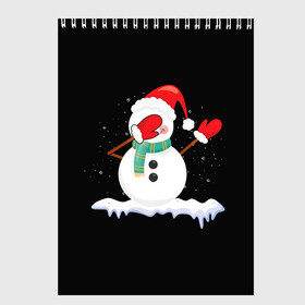 Скетчбук с принтом Cartoon Dab Snowman в Новосибирске, 100% бумага
 | 48 листов, плотность листов — 100 г/м2, плотность картонной обложки — 250 г/м2. Листы скреплены сверху удобной пружинной спиралью | Тематика изображения на принте: 2022 | 22 | cartoon | christmas | dab | dub | mult | new | notes | scarf | snow | snowman | snowy | woman | year | баба | год | даб | мультяшный | новый | очки | рождество | снег | снеговик | снежная | шарф