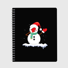 Тетрадь с принтом Cartoon Dab Snowman в Новосибирске, 100% бумага | 48 листов, плотность листов — 60 г/м2, плотность картонной обложки — 250 г/м2. Листы скреплены сбоку удобной пружинной спиралью. Уголки страниц и обложки скругленные. Цвет линий — светло-серый
 | 2022 | 22 | cartoon | christmas | dab | dub | mult | new | notes | scarf | snow | snowman | snowy | woman | year | баба | год | даб | мультяшный | новый | очки | рождество | снег | снеговик | снежная | шарф