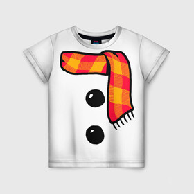 Детская футболка 3D с принтом Snowman Outfit в Новосибирске, 100% гипоаллергенный полиэфир | прямой крой, круглый вырез горловины, длина до линии бедер, чуть спущенное плечо, ткань немного тянется | attributes | buttons | christmas | new | scarf | snow | snowman | snowy | woman | year | атрибутика | баба | год | новый | пуговица | пуговицы | рождество | снег | снеговик | снежная | шарф