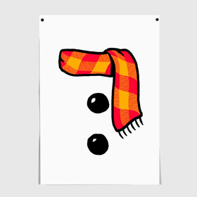 Постер с принтом Snowman Outfit в Новосибирске, 100% бумага
 | бумага, плотность 150 мг. Матовая, но за счет высокого коэффициента гладкости имеет небольшой блеск и дает на свету блики, но в отличии от глянцевой бумаги не покрыта лаком | attributes | buttons | christmas | new | scarf | snow | snowman | snowy | woman | year | атрибутика | баба | год | новый | пуговица | пуговицы | рождество | снег | снеговик | снежная | шарф