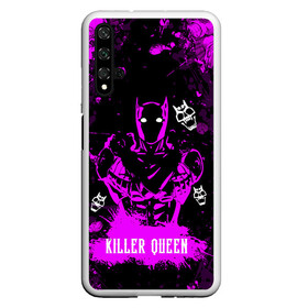 Чехол для Honor 20 с принтом JOJO   KILLER QUEEN   КОРОЛЕВА УБИЙЦА   АРТ в Новосибирске, Силикон | Область печати: задняя сторона чехла, без боковых панелей | adventure | jojo | jojos bizarre | jojos bizarre adventure | killer queen | pattern | yare yare daze | аниме | брызги | джоджо | манга | розовый | узор | яре яре дазе