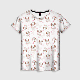 Женская футболка 3D с принтом Милые собачки разных пород в Новосибирске, 100% полиэфир ( синтетическое хлопкоподобное полотно) | прямой крой, круглый вырез горловины, длина до линии бедер | пес | песик | порода | собака | собачка