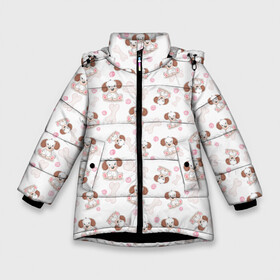 Зимняя куртка для девочек 3D с принтом Милые собачки разных пород в Новосибирске, ткань верха — 100% полиэстер; подклад — 100% полиэстер, утеплитель — 100% полиэстер. | длина ниже бедра, удлиненная спинка, воротник стойка и отстегивающийся капюшон. Есть боковые карманы с листочкой на кнопках, утяжки по низу изделия и внутренний карман на молнии. 

Предусмотрены светоотражающий принт на спинке, радужный светоотражающий элемент на пуллере молнии и на резинке для утяжки. | пес | песик | порода | собака | собачка