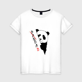 Женская футболка хлопок с принтом Пандочка (смешная) в Новосибирске, 100% хлопок | прямой крой, круглый вырез горловины, длина до линии бедер, слегка спущенное плечо | девушке | интересный | панда | подарок | смешная