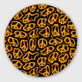 Круглый коврик для мышки с принтом Пацифик. Знак мира в Новосибирске, резина и полиэстер | круглая форма, изображение наносится на всю лицевую часть | pacific | peace | жест | знак | мир | мирный | пацифик | пис