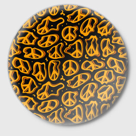 Значок с принтом Пацифик. Знак мира в Новосибирске,  металл | круглая форма, металлическая застежка в виде булавки | pacific | peace | жест | знак | мир | мирный | пацифик | пис