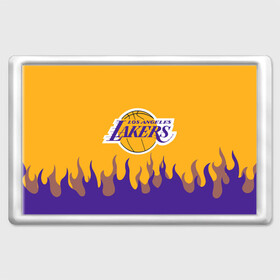 Магнит 45*70 с принтом LA LAKERS NBA FIRE / ЛЕЙКЕРС ОГОНЬ в Новосибирске, Пластик | Размер: 78*52 мм; Размер печати: 70*45 | america | basketball | kobe bryant | la | la lakers | lakers | los angeles lakers | nba | usa | баскетбол | кобе брайант | лос анджелес лейкерс | нба | сша