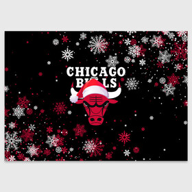 Поздравительная открытка с принтом НОВОГОДНИЙ CHICAGO BULLS 2022 СНЕЖИНКИ в Новосибирске, 100% бумага | плотность бумаги 280 г/м2, матовая, на обратной стороне линовка и место для марки
 | Тематика изображения на принте: 2022 | 23 | basketball | bulls | chicago bulls | jordan | logo | michael jordan | nba | red | sport | баскетбол | быки | джордан | лого | майкл джордан | новогодний чикаго булс | новый год | спорт | чикаго буллс | чикаго булс новый год