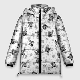 Женская зимняя куртка Oversize с принтом PATTERN | QR CODE в Новосибирске, верх — 100% полиэстер; подкладка — 100% полиэстер; утеплитель — 100% полиэстер | длина ниже бедра, силуэт Оверсайз. Есть воротник-стойка, отстегивающийся капюшон и ветрозащитная планка. 

Боковые карманы с листочкой на кнопках и внутренний карман на молнии | patern | pattern | qr code | qr код | qrcode | qrкод | quick response code | куар | куар код | кью ар код | матричных штриховых кодов | патерн | паттерн | штриховых кодов