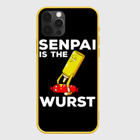 Чехол для iPhone 12 Pro с принтом SENPAI IS THE WURST сосиска и горчичка в Новосибирске, силикон | область печати: задняя сторона чехла, без боковых панелей | Тематика изображения на принте: ahegao | anime | kawai | kowai | manga | oppai | otaku | sempai | senpai | sugoi | waifu | yandere | аниме | ахегао | вайфу | ковай | манга | отаку | семпай | сенпай | тренд