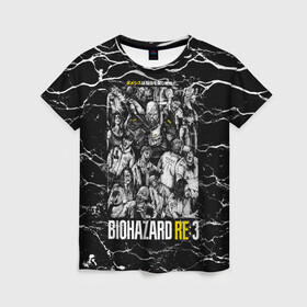 Женская футболка 3D с принтом Biohazard RE3 в Новосибирске, 100% полиэфир ( синтетическое хлопкоподобное полотно) | прямой крой, круглый вырез горловины, длина до линии бедер | game | games | re | resident evil | игра | игры | обитель зла | резедент эвил | реседент ивел
