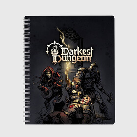 Тетрадь с принтом Darkest Dungeon Темнейшее подземелье в Новосибирске, 100% бумага | 48 листов, плотность листов — 60 г/м2, плотность картонной обложки — 250 г/м2. Листы скреплены сбоку удобной пружинной спиралью. Уголки страниц и обложки скругленные. Цвет линий — светло-серый
 | darkest dungeon | dd | rpg | the butchers circus | the colour of madness | the crimson court | the shieldbreaker | игры | подземелье | темнейшее подземелье