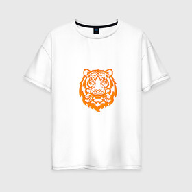 Женская футболка хлопок Oversize с принтом Символ года (тигренок оранжевый) в Новосибирске, 100% хлопок | свободный крой, круглый ворот, спущенный рукав, длина до линии бедер
 | 2022 | новый год | подарок | символ года | тигр | тигренок