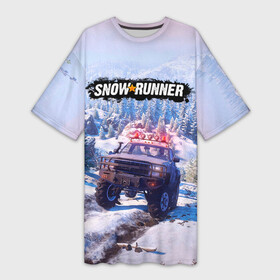 Платье-футболка 3D с принтом SnowRunner Гонки по бездорожью в Новосибирске,  |  | auto | car | race | snowrunner | авто | автомобиль | гонки | гонки по бездорожью | гоночные игры | джип | зимние гонки | машина | пикап | снежные гонки | снежный бегун | сноу раннер | сноураннер | тачка