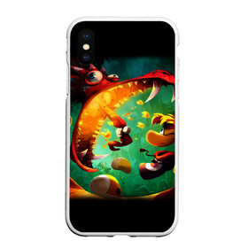 Чехол для iPhone XS Max матовый с принтом Rayman Legend в Новосибирске, Силикон | Область печати: задняя сторона чехла, без боковых панелей | Тематика изображения на принте: аркада | дракон | игра | кулак | рейман