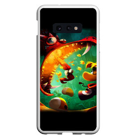 Чехол для Samsung S10E с принтом Rayman Legend в Новосибирске, Силикон | Область печати: задняя сторона чехла, без боковых панелей | аркада | дракон | игра | кулак | рейман