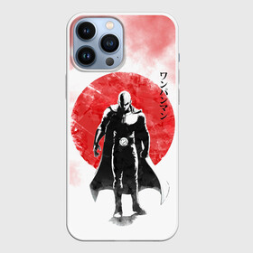 Чехол для iPhone 13 Pro Max с принтом Сайтама красный дым One Punch Man в Новосибирске,  |  | Тематика изображения на принте: hagemanto | one punch man | one punchman | onepunchman | saitama | sensei | аниме | ван панч мен | ванпанчмен | лысый плащ | манга | сайтама | сильнейший человек | учитель | человек одинудар | человек одного удара