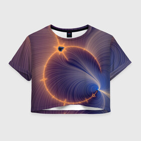 Женская футболка Crop-top 3D с принтом Black Hole Tribute design в Новосибирске, 100% полиэстер | круглая горловина, длина футболки до линии талии, рукава с отворотами | астрономия | астрофизика | вселенная | галактика | звезда | космос | фрактал | черная дыра