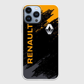 Чехол для iPhone 13 Pro Max с принтом RENAULT БРЫЗГИ КРАСОК | РЕНО в Новосибирске,  |  | line | renault | reno | yellow | брызги | дорога | желтая | лайв | лайн | лайф | линия | пассион | полоса | разметка | рено | фор