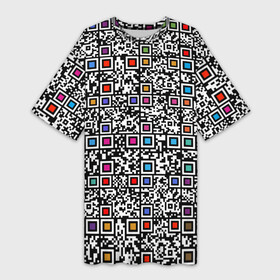 Платье-футболка 3D с принтом Не нормативная лексика в Новосибирске,  |  | obscene words | profanity | qr code | qr код | russian swearing | swearing | мат | ненормативная лексика | русский мат
