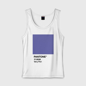 Женская майка хлопок с принтом Цвет Pantone 2022 года - Very Peri в Новосибирске, 95% хлопок, 5% эластан |  | Тематика изображения на принте: pantone | very peri | violet | графический дизайн | дизайн | дизайнерский мем | дизигн | дизигнер | мем | пантон | сиреневый | фиолетовый | цвет 2022 года | цвет года | цвет пантон