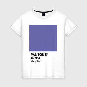 Женская футболка хлопок с принтом Цвет Pantone 2022 года - Very Peri в Новосибирске, 100% хлопок | прямой крой, круглый вырез горловины, длина до линии бедер, слегка спущенное плечо | pantone | very peri | violet | графический дизайн | дизайн | дизайнерский мем | дизигн | дизигнер | мем | пантон | сиреневый | фиолетовый | цвет 2022 года | цвет года | цвет пантон
