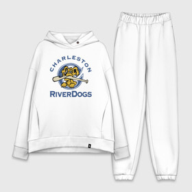 Женский костюм хлопок Oversize с принтом Charleston River Dogs в Новосибирске,  |  | baseball | bat | dog | fangs | jaw | muzzle | team | usa | бейсбол | бита | клыки | пасть | пёс