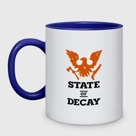 Кружка двухцветная с принтом State of Decay | Эмблема | Лого в Новосибирске, керамика | объем — 330 мл, диаметр — 80 мм. Цветная ручка и кайма сверху, в некоторых цветах — вся внутренняя часть | Тематика изображения на принте: logo | state of decay | survival horror | undead labs | загнивающий штат | зомби апокалипсис | лого | логотип | стадия разложения | стейт оф декай | эмблема