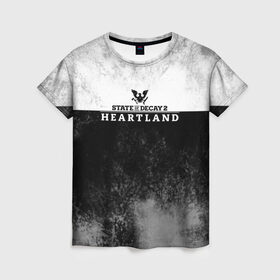 Женская футболка 3D с принтом State of Decay | Heartland | Logo в Новосибирске, 100% полиэфир ( синтетическое хлопкоподобное полотно) | прямой крой, круглый вырез горловины, длина до линии бедер | heartland | logo | state of decay | survival horror | undead labs | загнивающий штат | зомби апокалипсис | лого | логотип | стадия разложения | стейт оф декай | эмблема