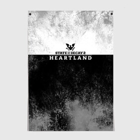 Постер с принтом State of Decay Heartland Logo в Новосибирске, 100% бумага
 | бумага, плотность 150 мг. Матовая, но за счет высокого коэффициента гладкости имеет небольшой блеск и дает на свету блики, но в отличии от глянцевой бумаги не покрыта лаком | heartland | logo | state of decay | survival horror | undead labs | загнивающий штат | зомби апокалипсис | лого | логотип | стадия разложения | стейт оф декай | эмблема