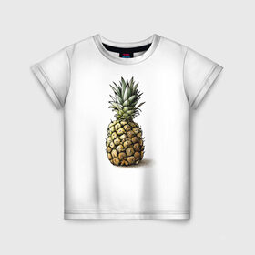 Детская футболка 3D с принтом Pineapple watercolor в Новосибирске, 100% гипоаллергенный полиэфир | прямой крой, круглый вырез горловины, длина до линии бедер, чуть спущенное плечо, ткань немного тянется | pineapple | ананас | графика | еда | рисунок | фрукт