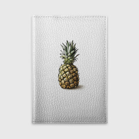 Обложка для автодокументов с принтом Pineapple watercolor в Новосибирске, натуральная кожа |  размер 19,9*13 см; внутри 4 больших “конверта” для документов и один маленький отдел — туда идеально встанут права | Тематика изображения на принте: pineapple | ананас | графика | еда | рисунок | фрукт