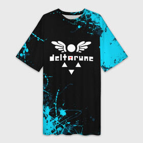 Платье-футболка 3D с принтом Deltarune брызги красок в Новосибирске,  |  | deltarune | deltarune 2 | game | undertale символ | дельта | дельтарун | дельтарун 2 | знак руин андертейл | значок дельтарун пиксель | игра | руна