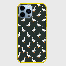Чехол для iPhone 13 Pro Max с принтом Гуси паттерн в Новосибирске,  |  | Тематика изображения на принте: goose | gooses | водоплавающие животные | гуси | гусь | дичь | домашние птицы | животные | паттерн | птицы | утки
