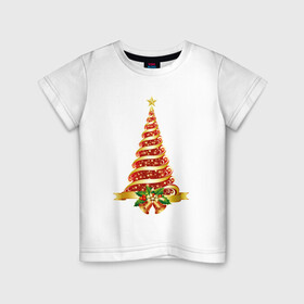 Детская футболка хлопок с принтом Карамельная Ёлочка в Новосибирске, 100% хлопок | круглый вырез горловины, полуприлегающий силуэт, длина до линии бедер | елка | ель | игрушка | карамельная ёлочка | новый год | рождество