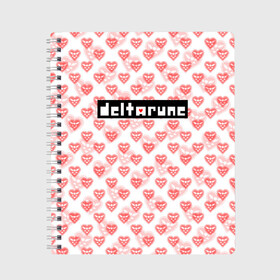 Тетрадь с принтом DELTARUNE PATTERN LOGO в Новосибирске, 100% бумага | 48 листов, плотность листов — 60 г/м2, плотность картонной обложки — 250 г/м2. Листы скреплены сбоку удобной пружинной спиралью. Уголки страниц и обложки скругленные. Цвет линий — светло-серый
 | deltarune | deltarune 2 | game | patern | pattern | undertale символ | дельта | дельтарун | дельтарун 2 | знак руин андертейл | значок дельтарун пиксель | игра | патерн | паттерн | руна