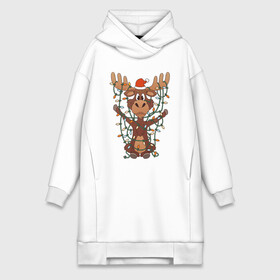 Платье-худи хлопок с принтом НОВОГОДНИЙ ОЛЕНЬ CHRISTMAS DEER в Новосибирске,  |  | 2022 | christmas | cold | deer | klaus | mem | meme | memes | merry | new | santa | snow | what | winter | year | гирлянды | год | зима | клаус | мем | мемы | мороз | новый | олень | рождество | санта | снег | холод | что