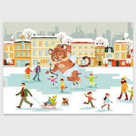 Поздравительная открытка с принтом Амур тигренок Новый год в Новосибирске, 100% бумага | плотность бумаги 280 г/м2, матовая, на обратной стороне линовка и место для марки
 | 2022 | год тигра | новый год | новый год 2022 | символ года | тигр | тигренок | тигрица | тигры