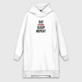 Платье-худи хлопок с принтом Eat оливье Sleep Repeat в Новосибирске,  |  | Тематика изображения на принте: 2022 | christmas | eat | eatsleeprepeat | newyear | repeat | sleep | новогоднее | новыйгод | оливье | праздник | рождество | салат