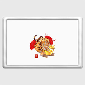 Магнит 45*70 с принтом Золотой тигр 2022 Tigr в Новосибирске, Пластик | Размер: 78*52 мм; Размер печати: 70*45 | Тематика изображения на принте: 2022 | new year | tiger | water tiger | водяной тигр | символ года